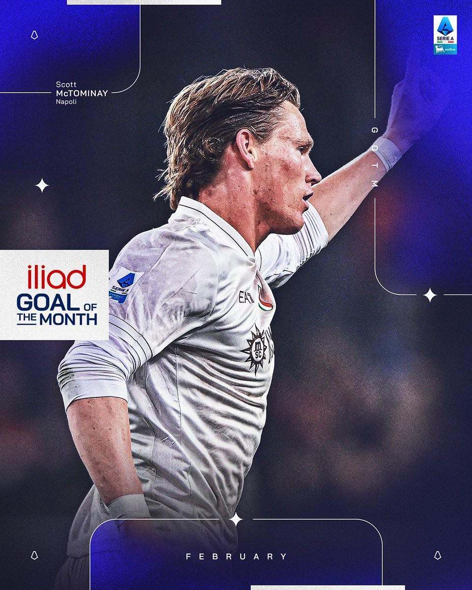 官方：麦克托米奈对阵热那亚的世界波当选意甲2月最佳进球